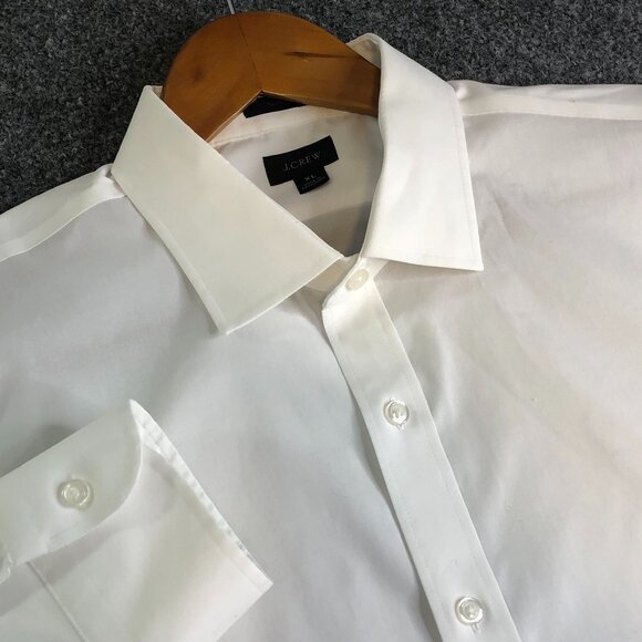 J Crew Shirt Mens Extra Large White Button Oxford Spread Collar Long Sleeve Slim - Picture 1 of 11